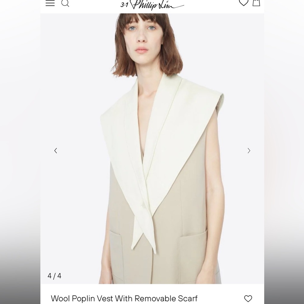 3.1 Phillip Lim Wool Poplin Vest with Removable Scarf